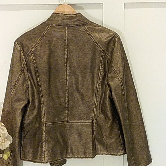 V Cristina Jackets & Coats Cristina V Bronze Metallic Faux Leather